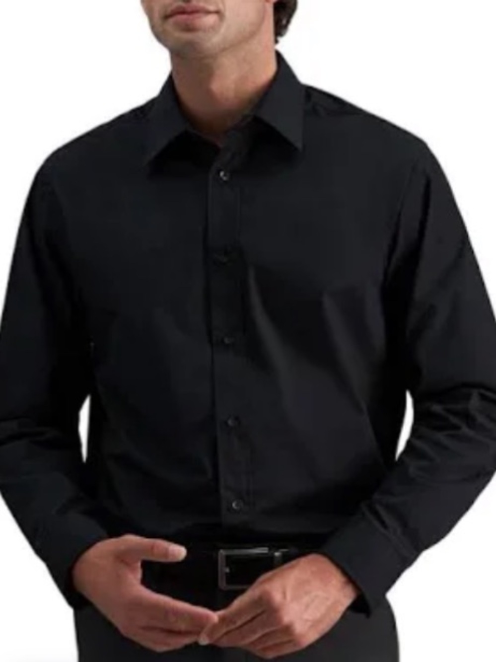 NWT size Large Haggar Men's Black Dress Shirt button down tailored fit